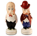 Pair of Cruets formed as Adamson from an American Comic Strip