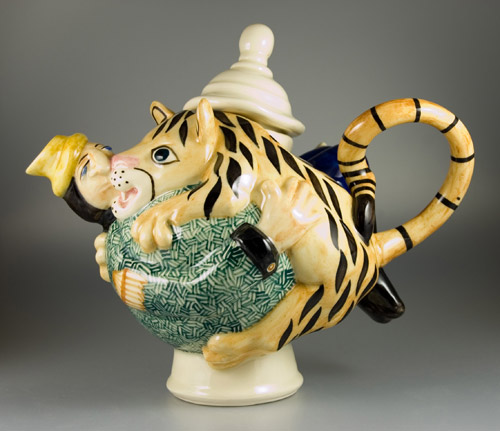 Ltd. Ed. full colour Lion Tamer Teapot by Roger Michell (Sold)