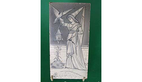 Victorian Tile by Craven Dunnill of Woman and Hawk - (Sold)