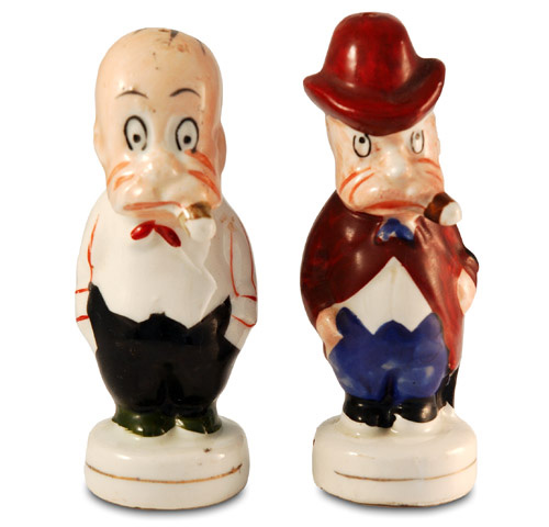 Pair of Cruets formed as Adamson from an American Comic Strip