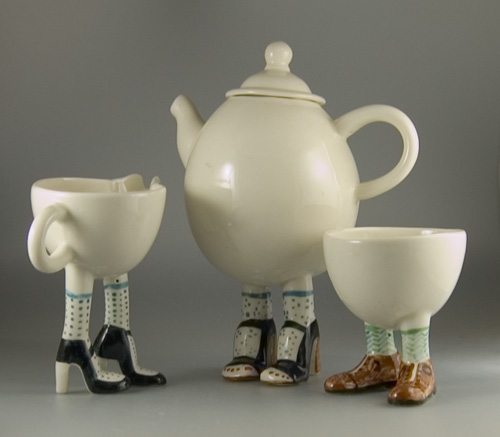 2006 Lustre Pottery Walking Ware Teaset + 2 cups (Sold)