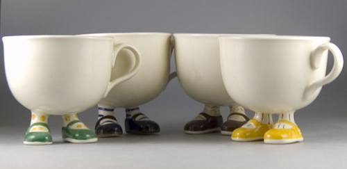 Early Set of Moulded Lustre Pottery Walking Ware Cups - (Sold)