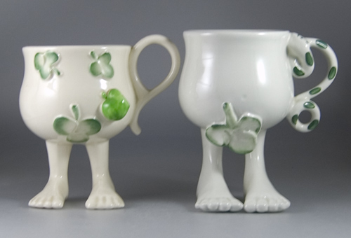A Pair of Carlton Ware Walking Ware Adam and Eve Cups - (Sold)