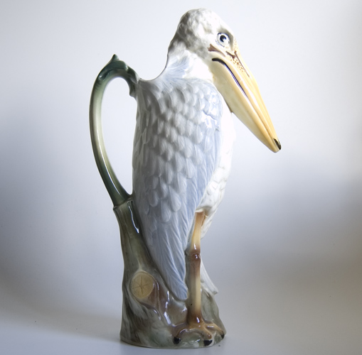 Rare 19th Century St. Clement Faience/Majolica Stork Jug (Sold)