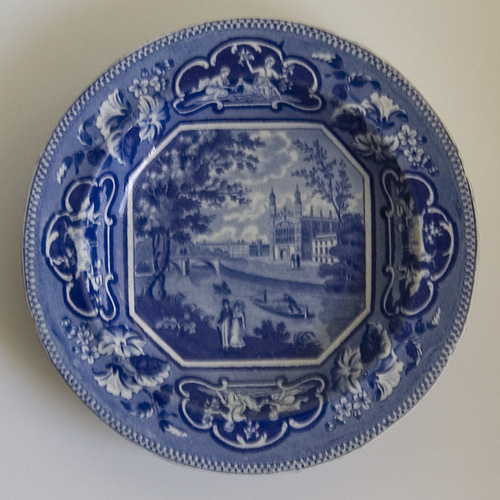 J. W.Ridgway Blue and White Plate - Clare Hall Cambridge (Sold)