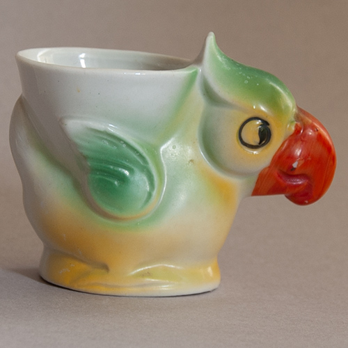 Pre World War 2 novelty egg cup formed as a parrot