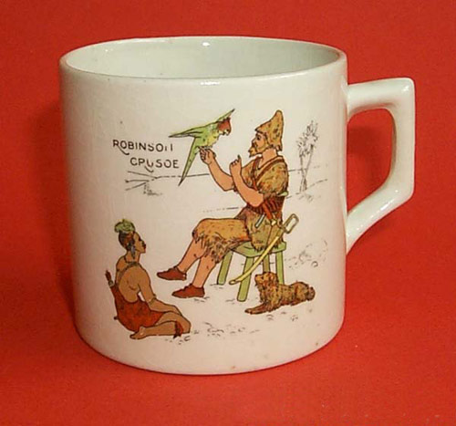 Pre War Child's Mug with Robinson Crusoe Illustration